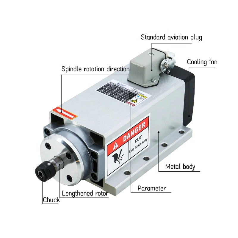 Er20 Collet Chuck Spindle Motor 220V - HLTNC Milling Machine Spindle Motor 2.2kw